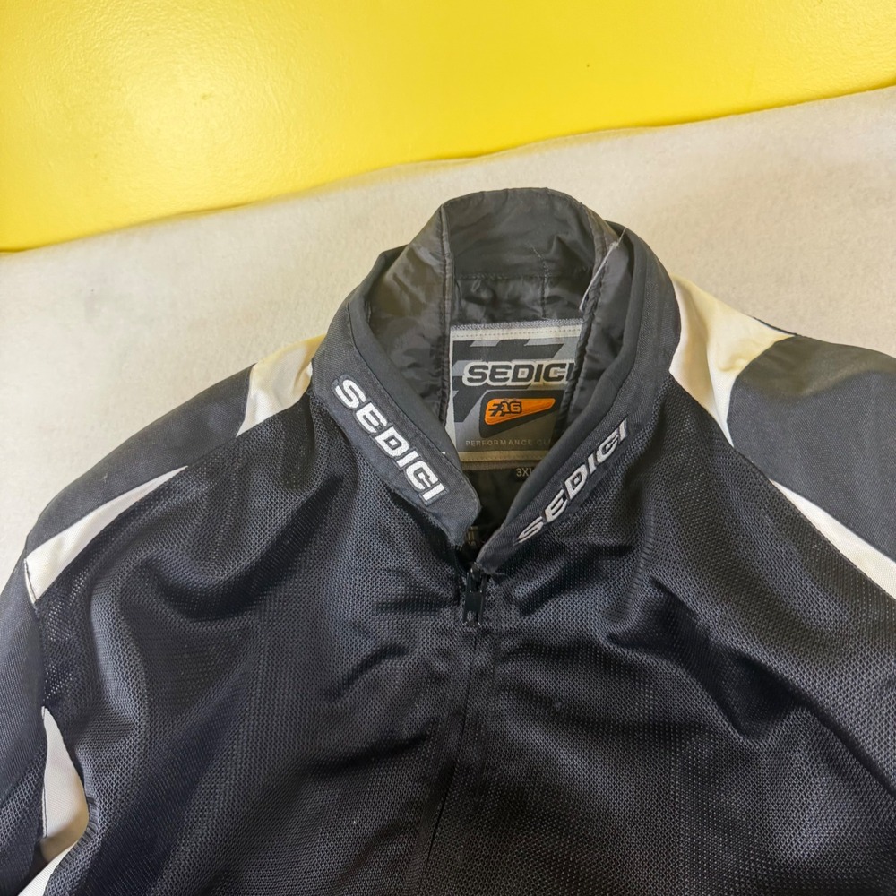 Sedici Mens‎ Mesh Performance Motorcycle Jacket Black White 3XL Full Zip Racing